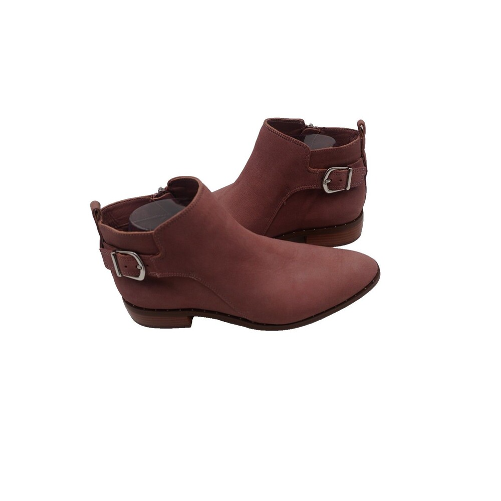 STEVEN by Steve Madden New Chavi Mauve Suede Ankle Boots Side Zipper/Buckle Sz 8